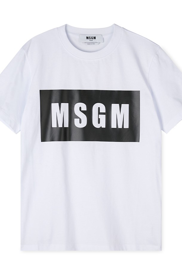 MSGM - 반팔티셔츠 - MSGM 여성 박스 로고 화이트 반팔티 3041MDM95 217298 01