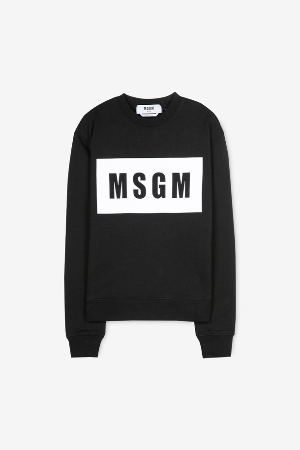 MSGM - 스웨트셔츠 - MSGM 남성 박스 로고 블랙 맨투맨 3040MM68 217099 99