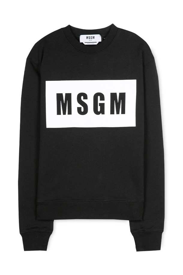 MSGM - 스웨트셔츠 - MSGM 남성 박스 로고 블랙 맨투맨 3040MM68 217099 99