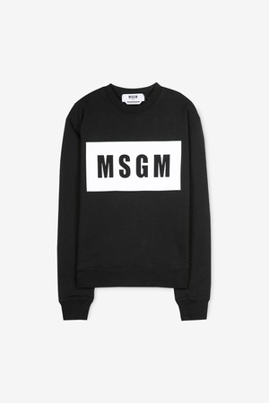 MSGM 남성 박스 로고 블랙 맨투맨 3040MM68 217099 99