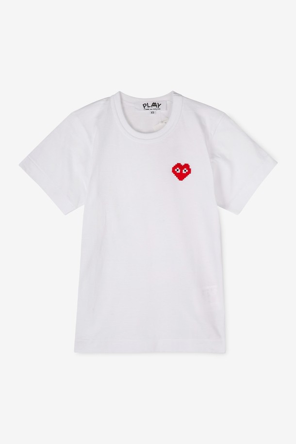 Comme des Garçons - 반팔티셔츠 - 꼼데가르송 여성 하트 와펜 화이트 반팔티 AZ T321 051 3