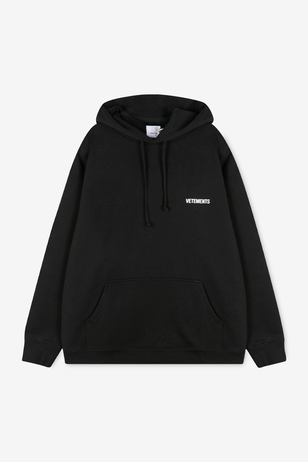 VETEMENTS - 긴팔티셔츠 - 베트멍 여성 후드 백로고 블랙 후드티 UAH21TR535 1601 BLACK