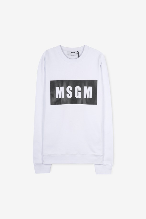 MSGM - 스웨트셔츠 - MSGM 남성 박스 로고 화이트 맨투맨 2940MM68 207599 01