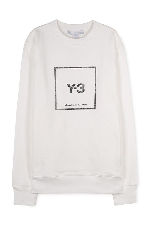 Y-3 - 스웨트셔츠 - Y-3 남성 스퀘어 로고 화이트 맨투맨 GV6058 WHITE