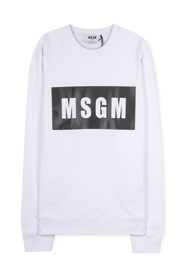 MSGM - 스웨트셔츠 - MSGM 남성 박스 로고 화이트 맨투맨 2940MM68 207599 01