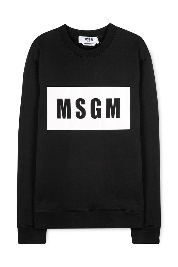 MSGM - 스웨트셔츠 - MSGM 남성 박스 로고 블랙 맨투맨 2940MM163 207599 99