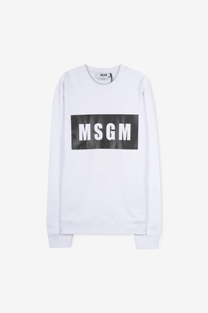 MSGM 남성 박스 로고 화이트 맨투맨 2940MM68 207599 01