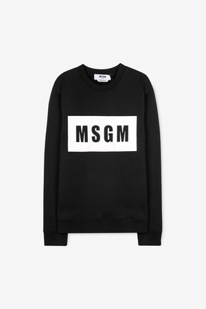 MSGM 남성 박스 로고 블랙 맨투맨 2940MM163 207599 99