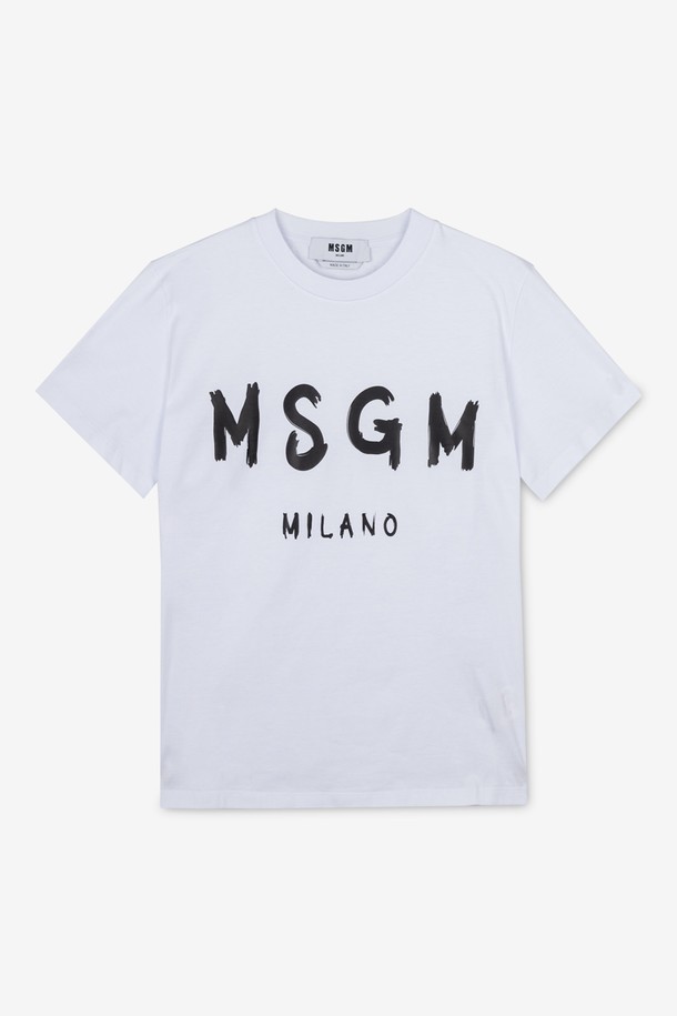 MSGM - 반팔티셔츠 - MSGM 여성 브러쉬드 로고 화이트 반팔티 3041MDM60 217298 01