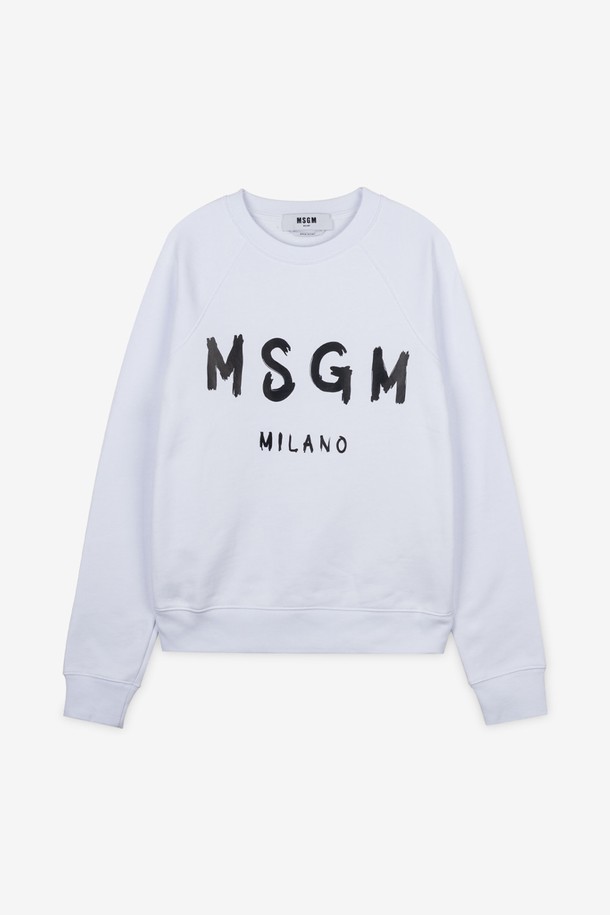 MSGM - 긴팔티셔츠 - MSGM 여성 브러쉬드 로고 화이트 맨투맨 2000MDM513 200001 01