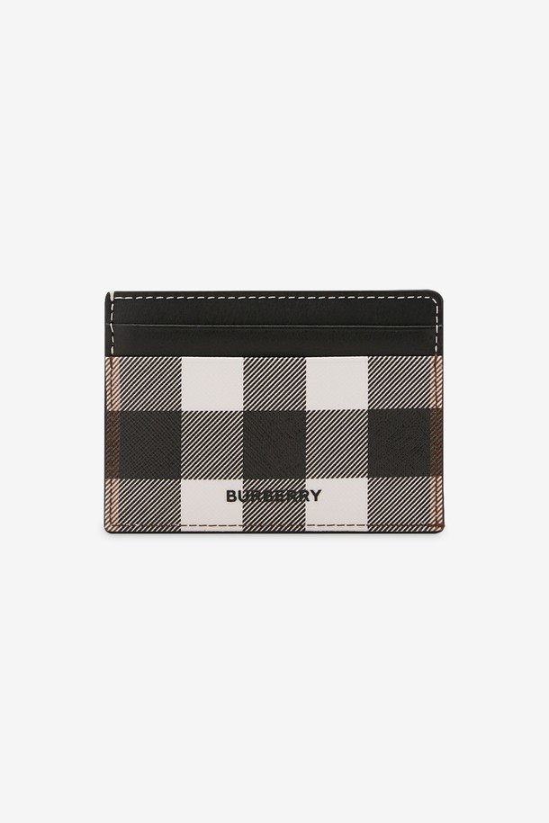 BURBERRY - 지갑 - 버버리 남성 체크 프린트 다크 버치 브라운 카드지갑 8052795