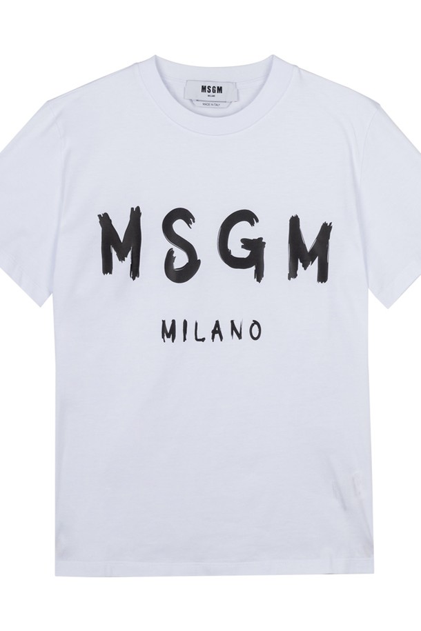 MSGM - 반팔티셔츠 - MSGM 여성 브러쉬드 로고 화이트 반팔티 3041MDM60 217298 01