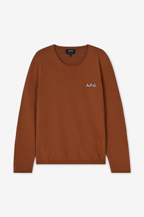 A.P.C. - 스웨터 - 아페쎄 여성 자수 로고 브라운 니트 COGUQ F23215 TCH