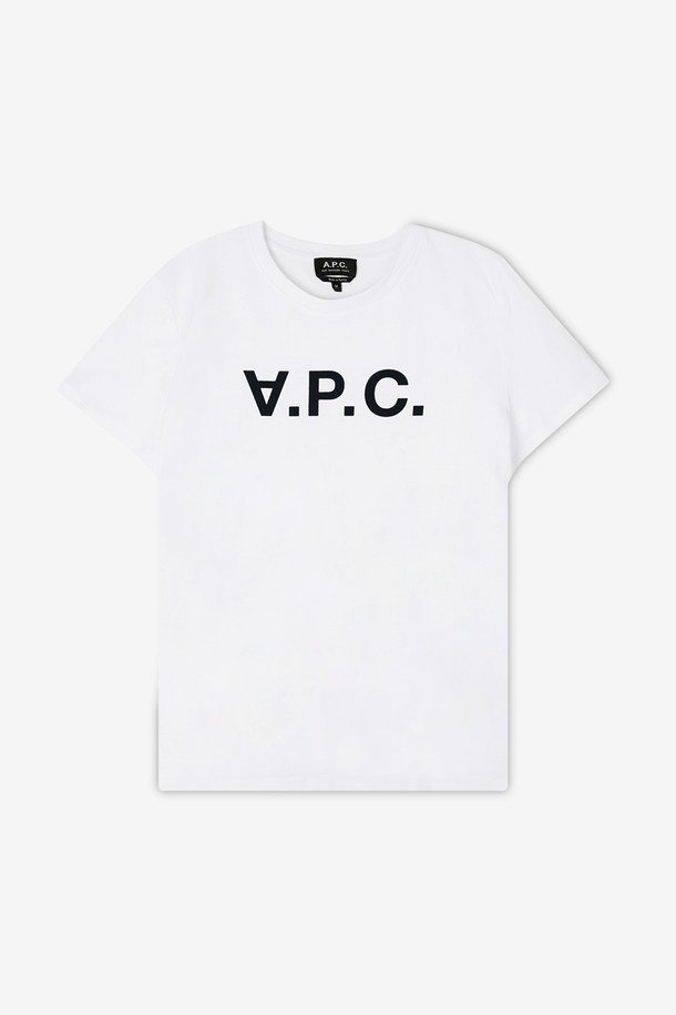 A.P.C. - 반소매 티셔츠 - 아페쎄 여성 VPC 벨벳 로고 화이트 반팔티 COBQX F26588 IAK