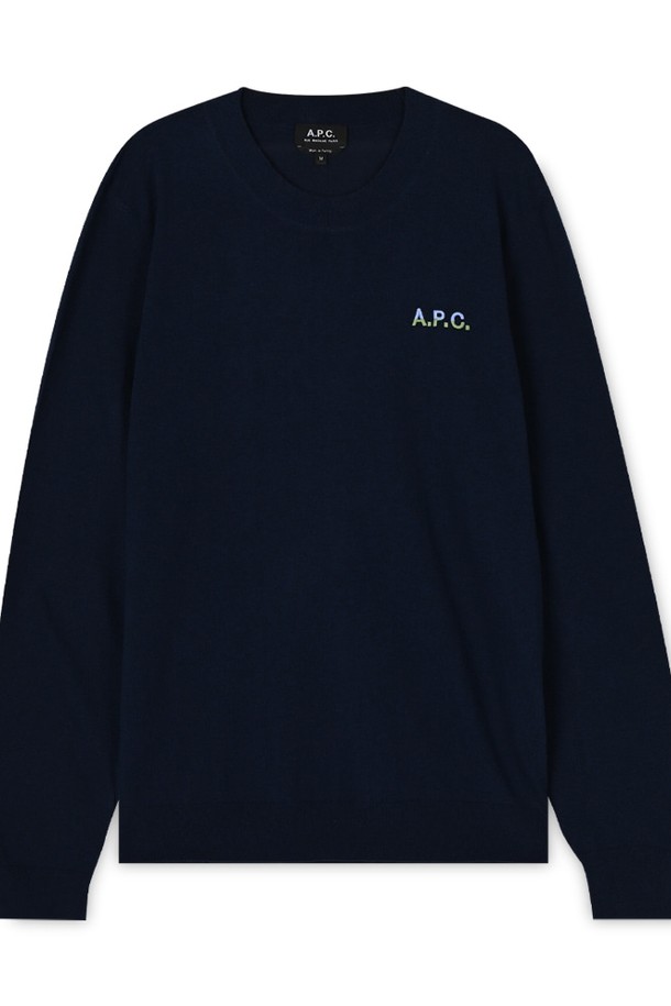 A.P.C. - 스웨터 - 스크래치_아페쎄 남성 자수 로고 네이비 니트 COGUQ H23213 TIH(152671)