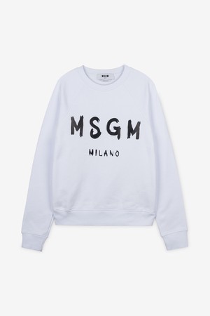 MSGM 여성 브러쉬드 로고 화이트 맨투맨 2000MDM513 200001 01