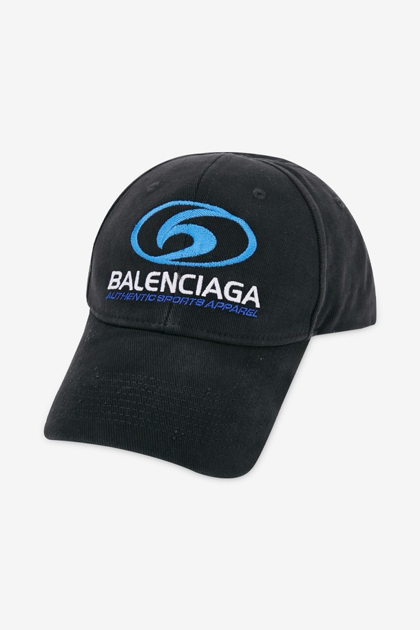 BALENCIAGA - 모자 - 발렌시아가 남성 서퍼 자수 블랙 볼캡 771966 410B2 1001