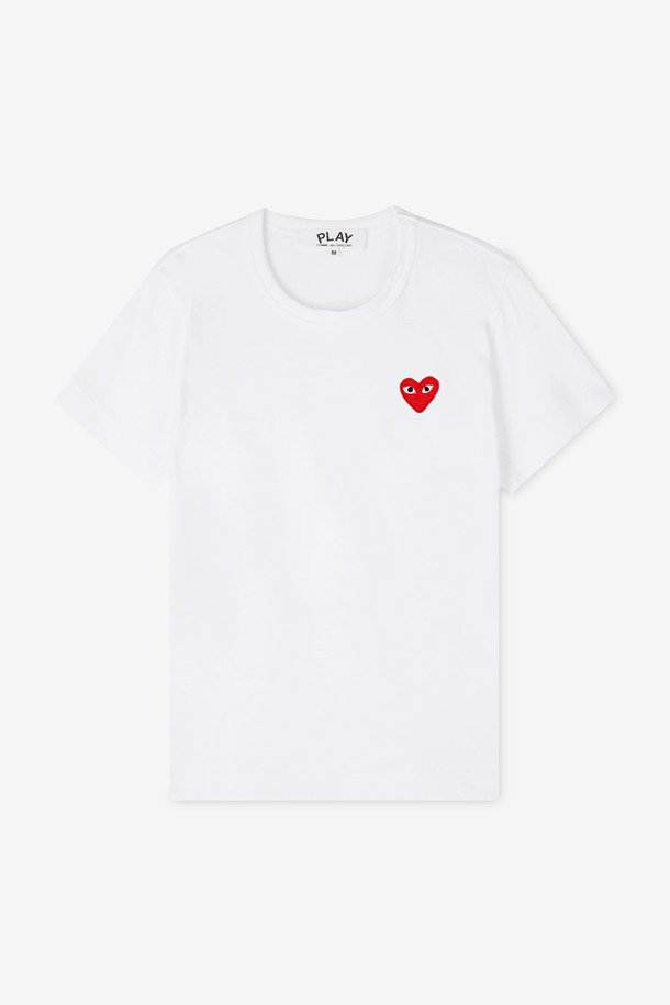 Comme des Garçons - 반소매 티셔츠 - 꼼데가르송 여성 하트 와펜 화이트 반팔티 AZ T107 051 2