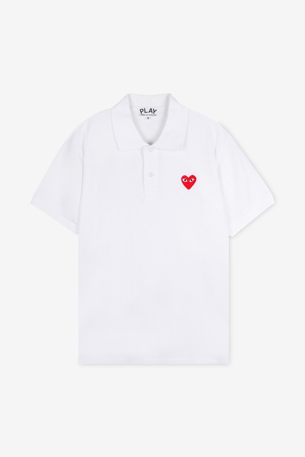 Comme des Garçons - 반팔티셔츠 - 꼼데가르송 남성 하트 와펜 화이트 카라티 AZ T006 051 5