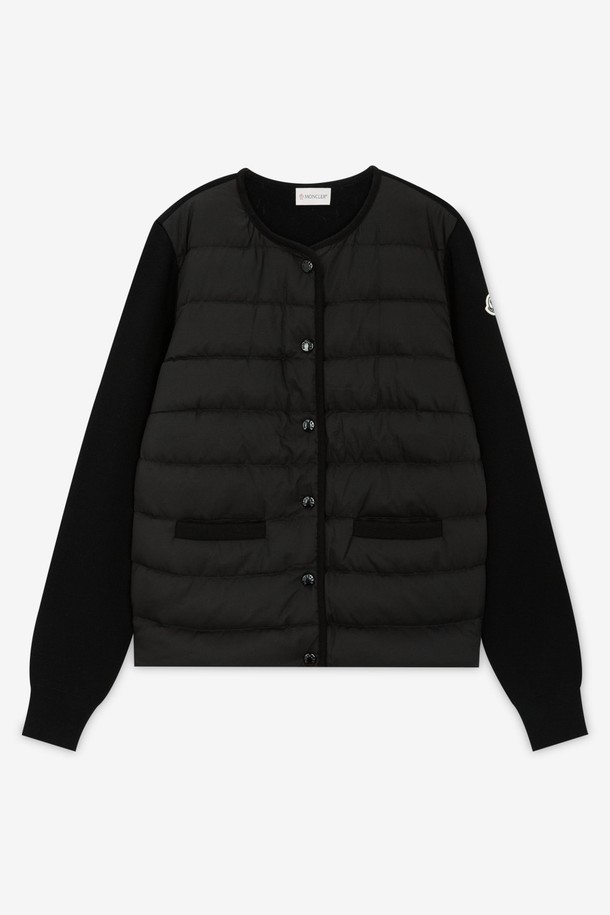 MONCLER - 점퍼 - 몽클레어 여성 로고 패치 블랙 니트패딩 9B00006 M1131 999