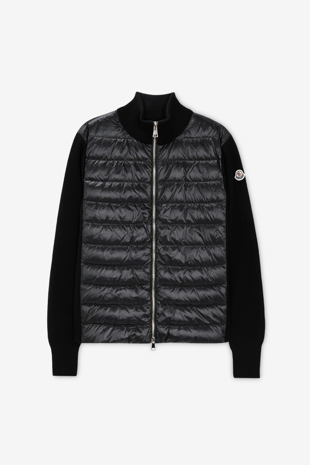 MONCLER - 다운/패딩 - 몽클레어 남성 로고 패치 블랙 니트패딩 9B00014 M1131 999