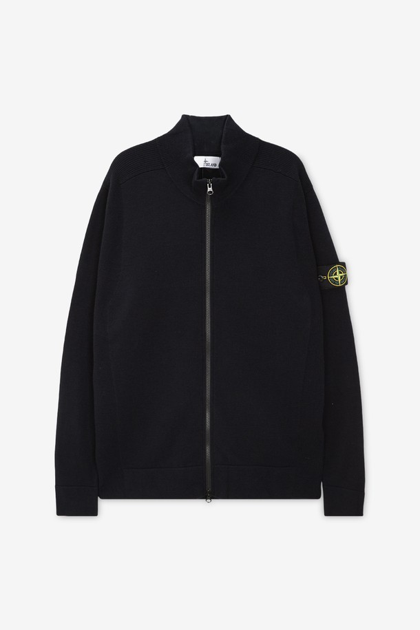 STONE ISLAND - 블루종/점퍼 - 스톤아일랜드 남성 와펜 패치 네이비 니트집업 8115503A1 V0020