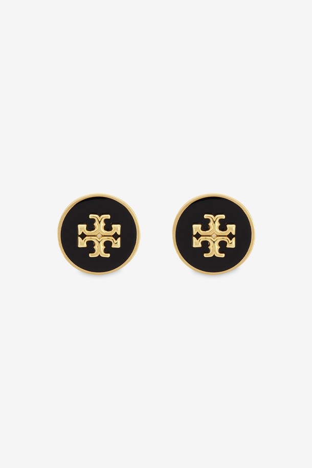 TORY BURCH - 귀걸이 - 토리버치 여성 키라 에나멜 서클 토리 골드/블랙 귀걸이 90547 720