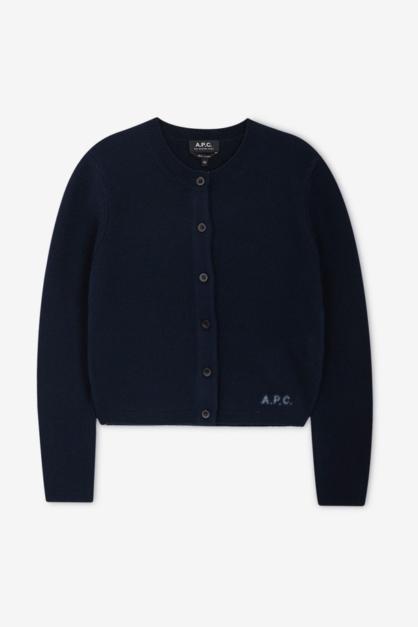 A.P.C. - 가디건 - 아페쎄 여성 로고 다크 네이비 가디건 WVBDK F22301 IAK