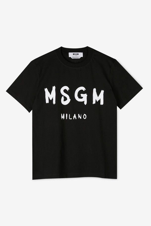 MSGM - 반소매 티셔츠 - MSGM 여성 브러쉬드 로고 블랙 반팔티 2000MDM510 200002 99