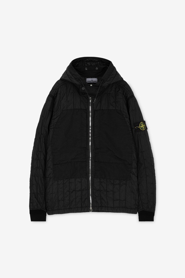 STONE ISLAND - 수트/블레이저자켓 - 스톤아일랜드 남성 와펜 패치 블랙 퀼팅 자켓 801540731 V0029