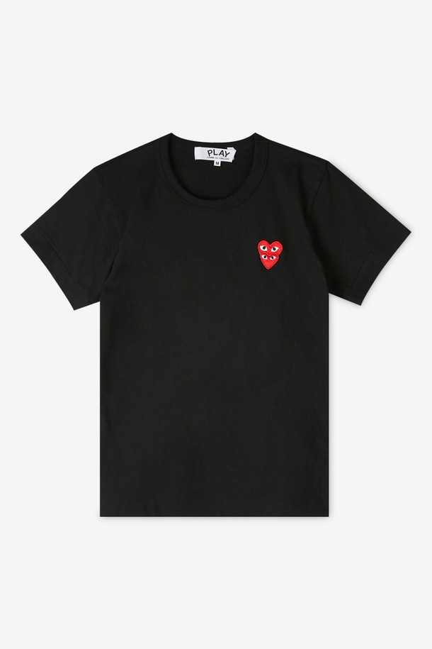 Comme des Garçons - 반소매 티셔츠 - 꼼데가르송 여성 더블 하트와펜 블랙 반팔티 AZ T287 051 1