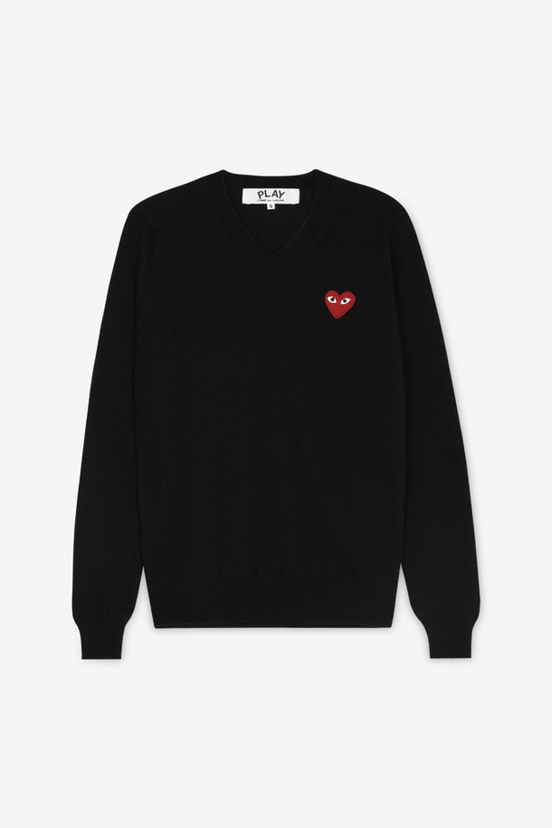 Comme des Garçons - 스웨터 - 꼼데가르송 여성 하트 와펜 블랙 니트 AZ N001 051 1