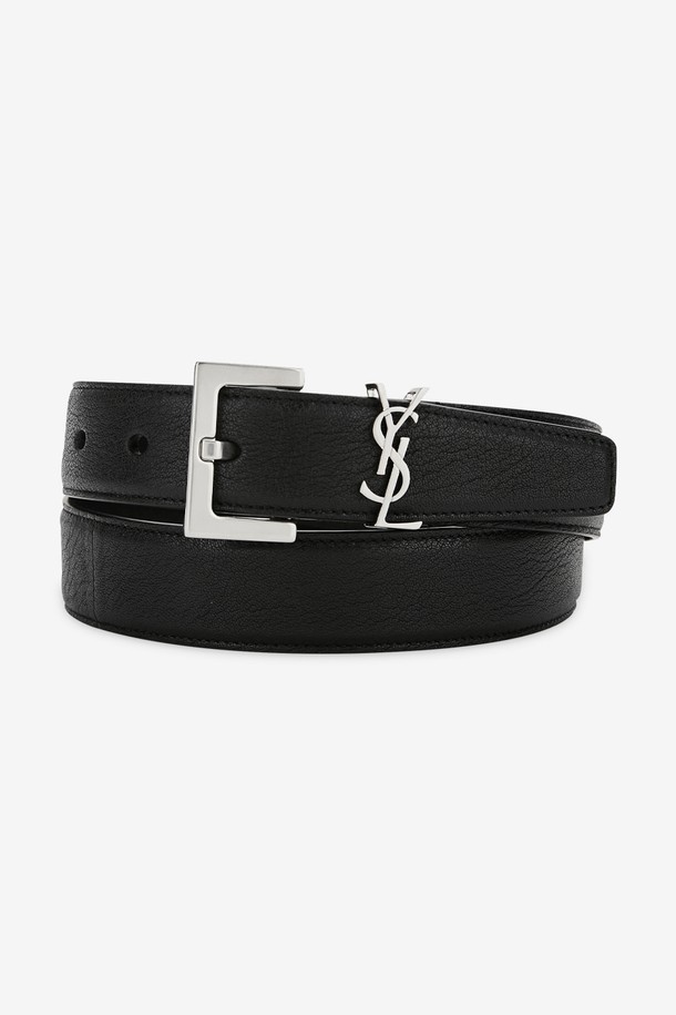 SAINT LAURENT - 벨트 - 생로랑 남성 모노 그램 블랙 벨트 634440 BRM0E 1000