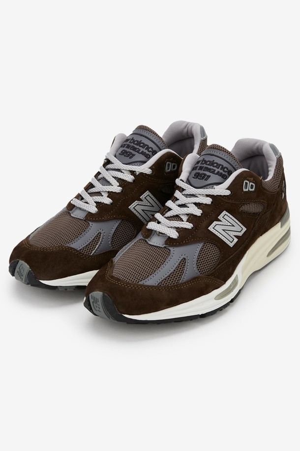 NEW BALANCE - 스니커즈 - 뉴발란스 남성 991v2 메이드 인 UK 파인콘 브라운 스니커즈 U991BR2