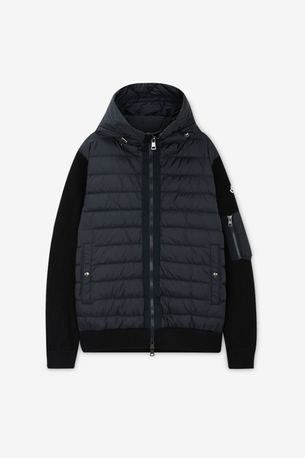 MONCLER - 다운/패딩 - 몽클레어 남성 로고패치 네이비 니트패딩 9B50800 A9340 777