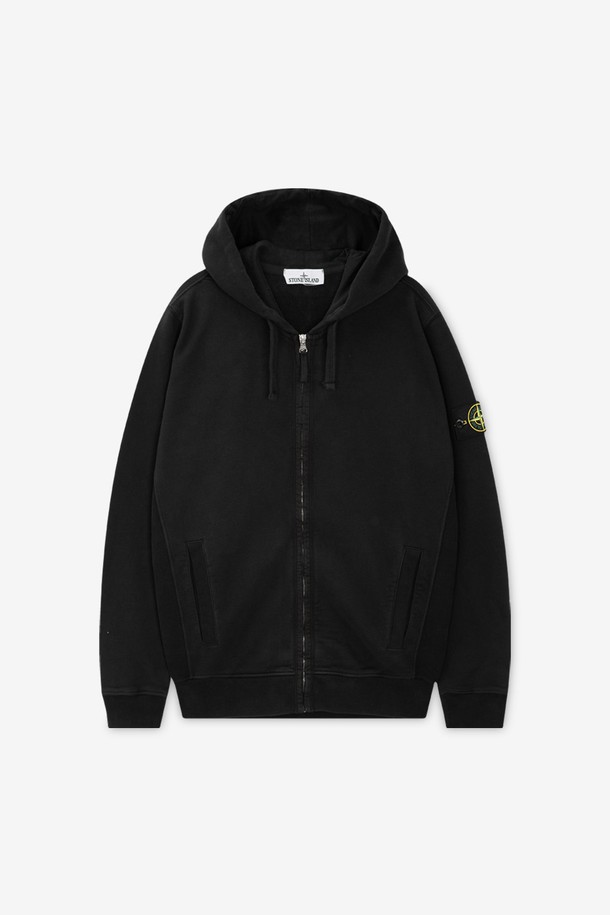 STONE ISLAND - 블루종/점퍼 - 스톤아일랜드 남성 와펜 패치 블랙 후드집업 811563520 V0029