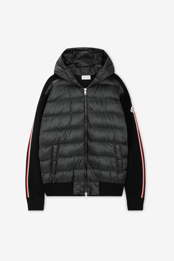 MONCLER - 다운/패딩 - 몽클레어 남성 로고패치 블랙 니트패딩 9B00022 M1131 999