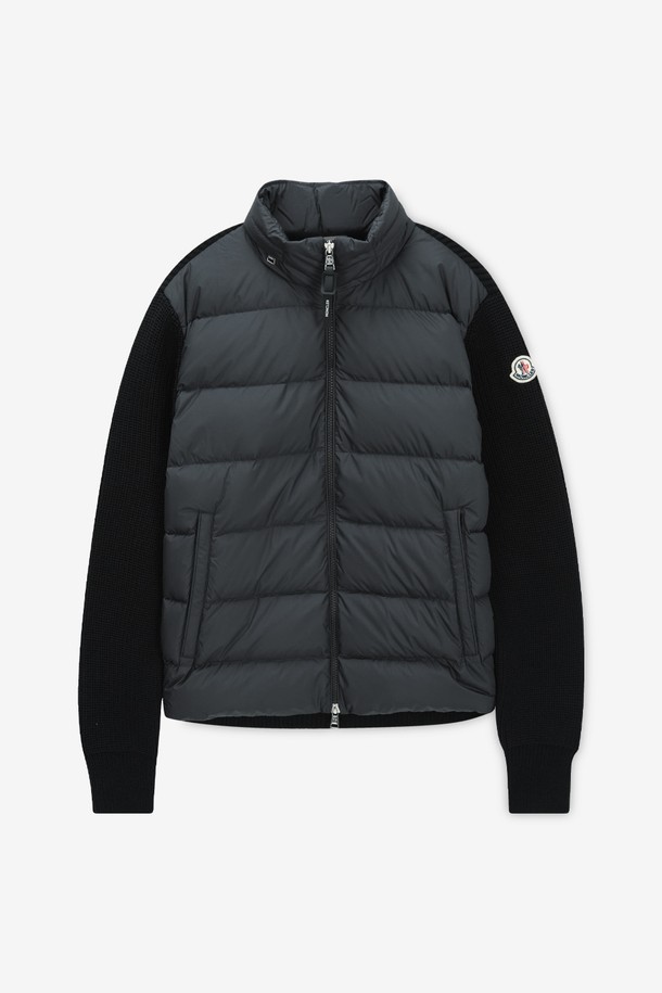 MONCLER - 다운/패딩 - 몽클레어 남성 로고 패치 블랙 니트패딩 9B00032 M1131 999