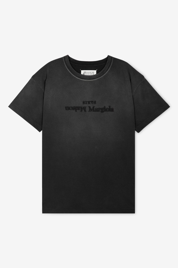 Maison Margiela - 반소매 티셔츠 - 메종마르지엘라 여성 로고 워시드 블랙 반팔티 S51GC0526 S20079 970