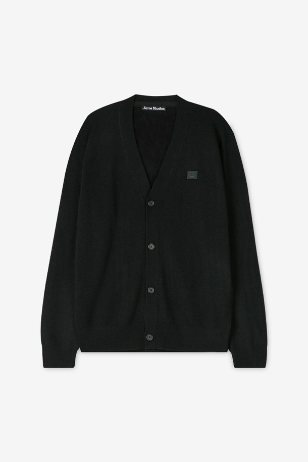 Acne Studios - 가디건 - 아크네 남성 페이스 로고 브이넥 블랙 가디건 C60038 900