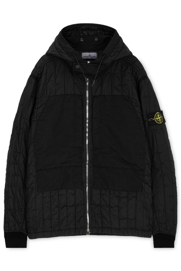 STONE ISLAND - 수트/블레이저자켓 - 스톤아일랜드 남성 와펜 패치 블랙 퀼팅 자켓 801540731 V0029