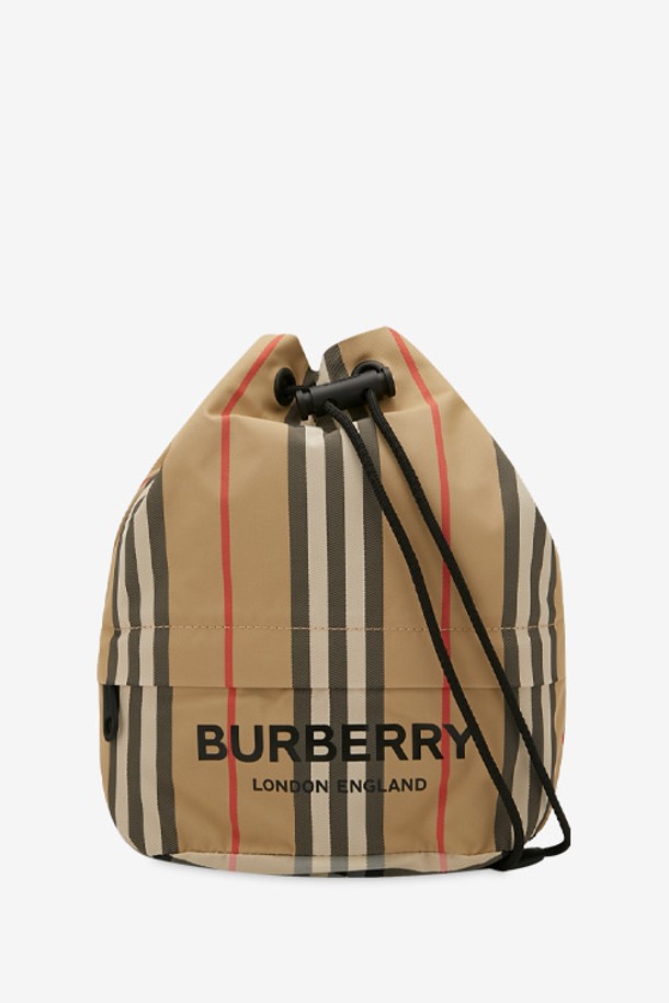 BURBERRY - 숄더백 - 버버리 여성 포이베 스트라이프 베이지 버킷백 8026737