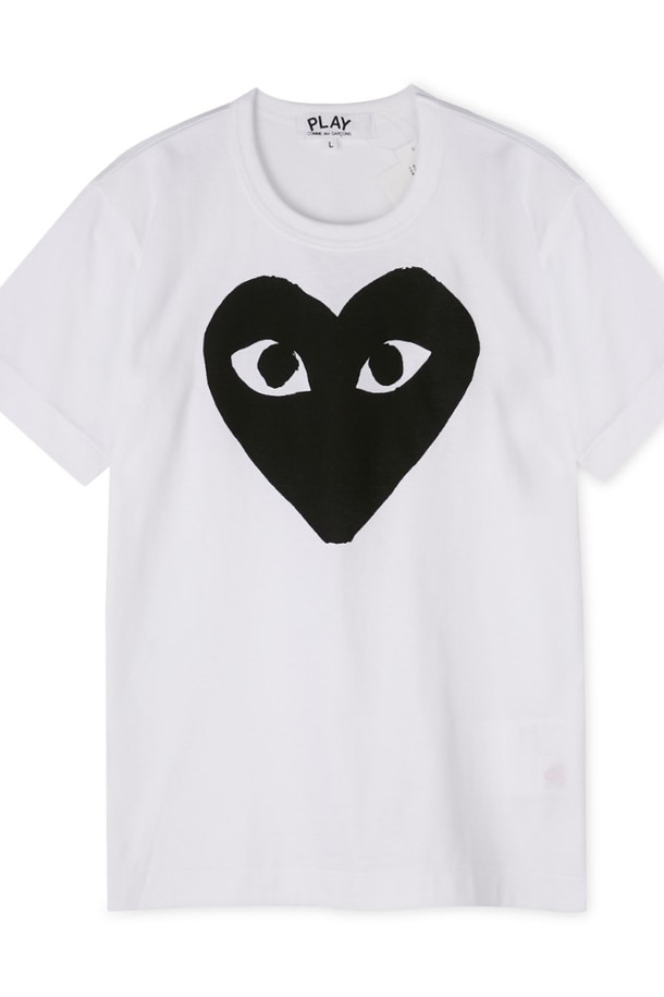 Comme des Garçons - 반소매 티셔츠 - 꼼데가르송 여성 블랙하트 화이트 반팔티 AZ T069 051 1