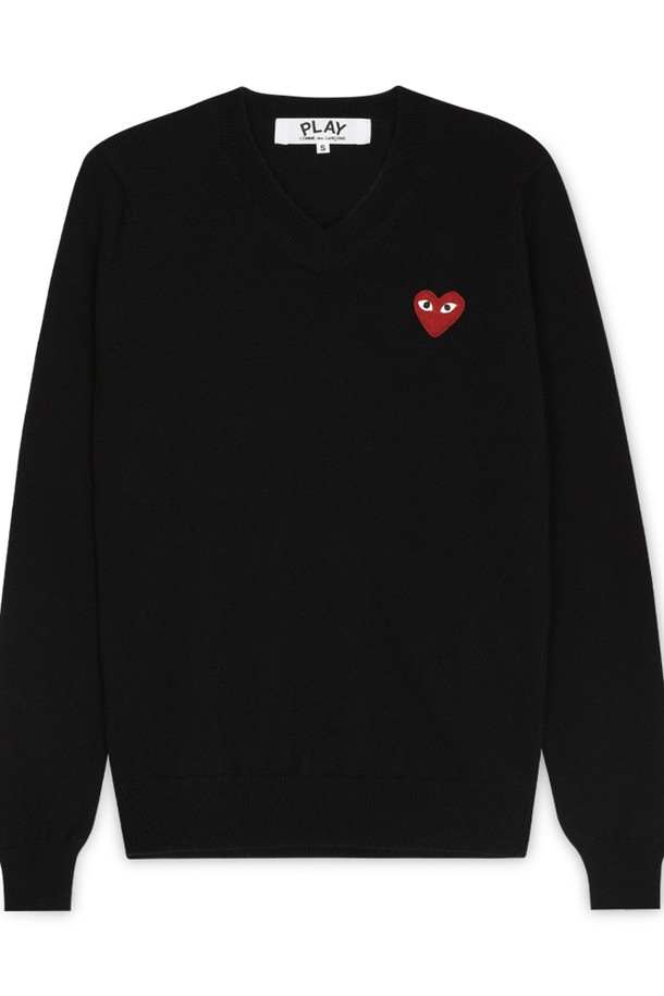 Comme des Garçons - 스웨터 - 꼼데가르송 여성 하트 와펜 블랙 니트 AZ N001 051 1