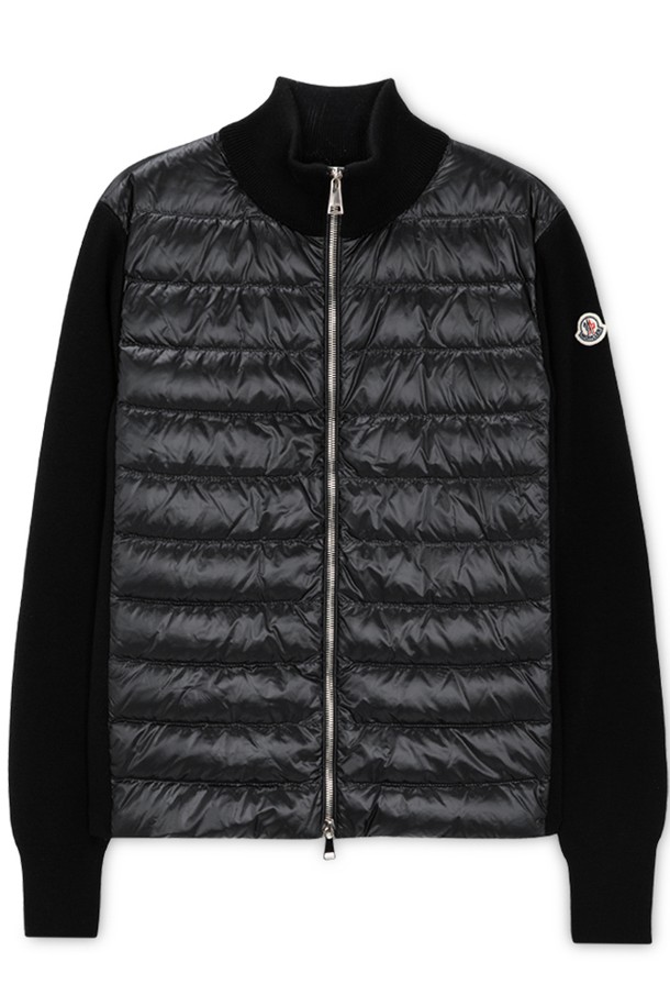 MONCLER - 다운/패딩 - 몽클레어 남성 로고 패치 블랙 니트패딩 9B00014 M1131 999