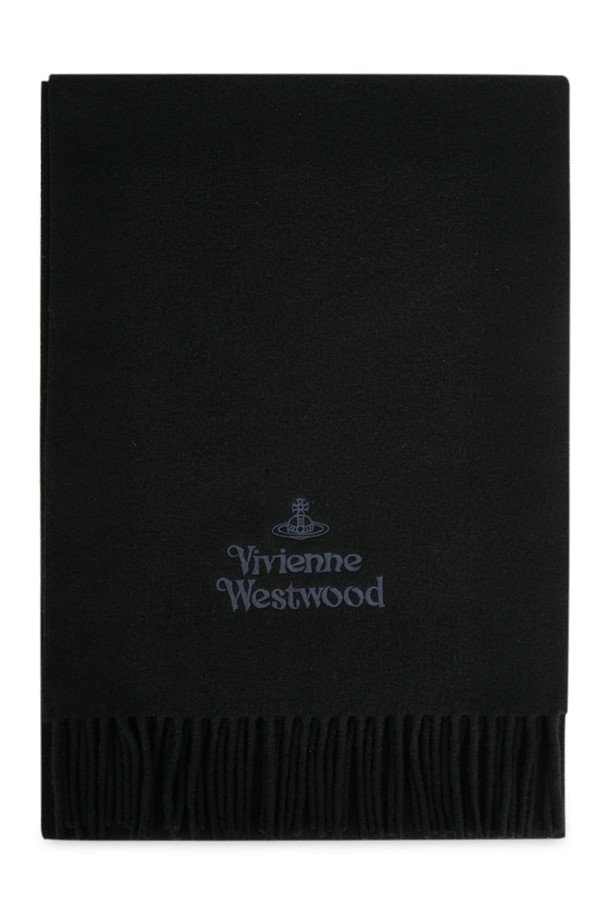 Vivienne Westwood - 스카프/머플러 - 비비안웨스트우드 남성 로고 자수 블랙 머플러 81030007 W00Q7 N401