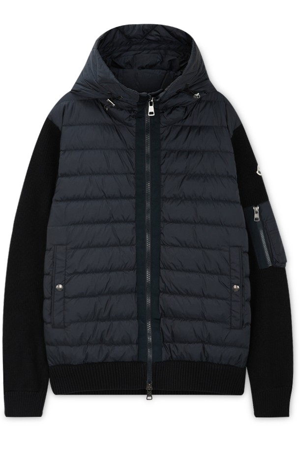 MONCLER - 다운/패딩 - 몽클레어 남성 로고패치 네이비 니트패딩 9B50800 A9340 777