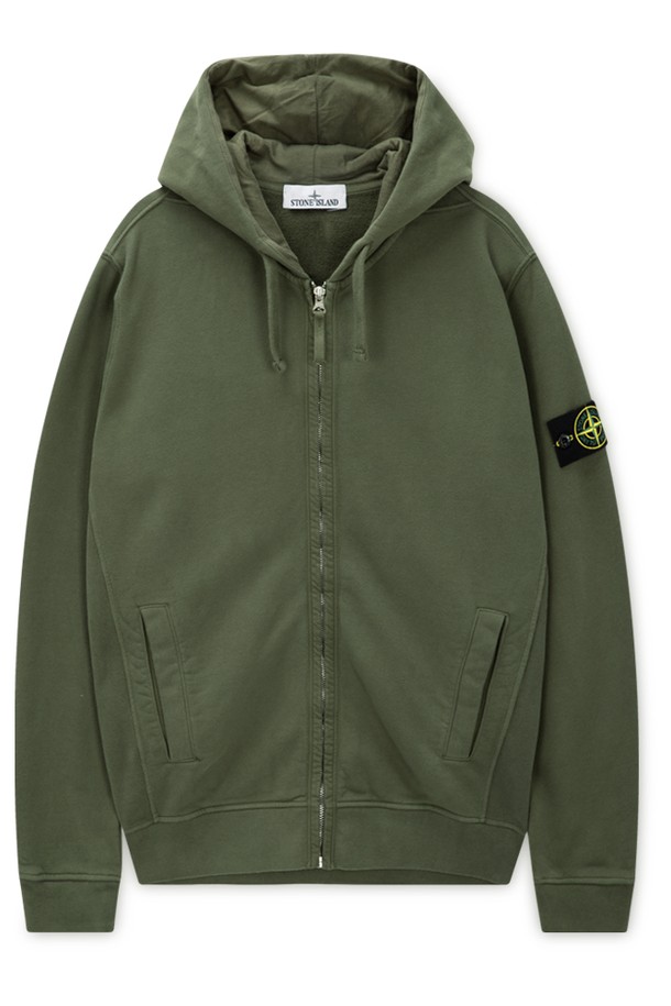 STONE ISLAND - 후디 - 스톤아일랜드 남성 와펜 패치 그린 후드집업 811563520 V0059