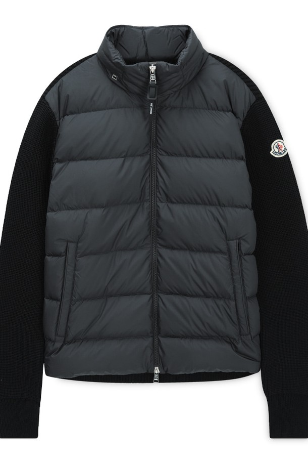 MONCLER - 다운/패딩 - 몽클레어 남성 로고 패치 블랙 니트패딩 9B00032 M1131 999