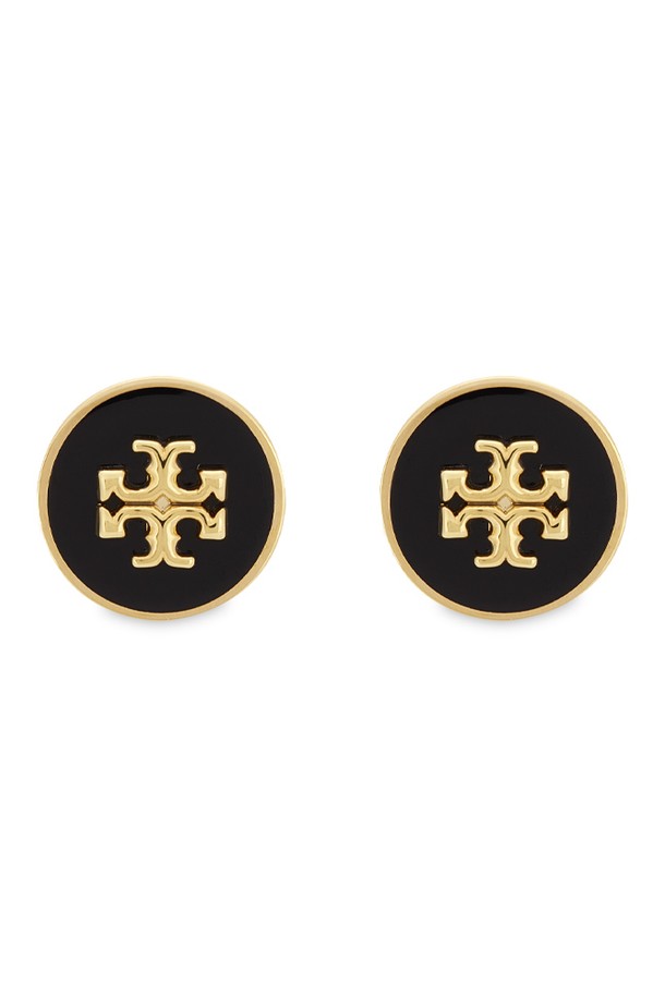 TORY BURCH - 귀걸이 - 토리버치 여성 키라 에나멜 서클 토리 골드/블랙 귀걸이 90547 720